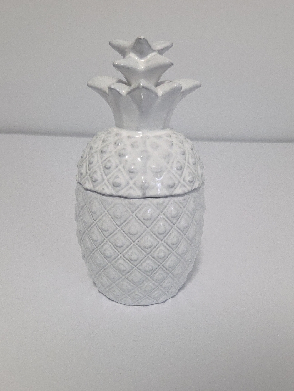 Ceramic Pineapple Trinket Jar - White